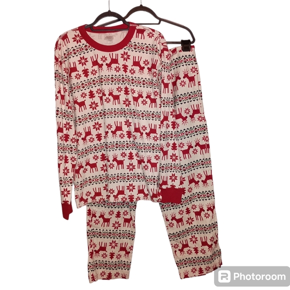 Hanna Andersson Other - Hanna Andersson Dear Deer Unisex Christmas Pajamas PJ Set Red Green Reindeer